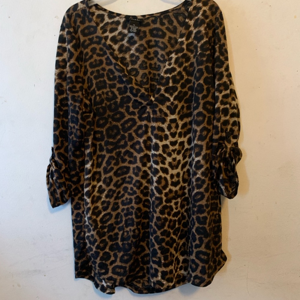 Rue21 Black and Brown Oversized 3/4 Sleeve Blouse